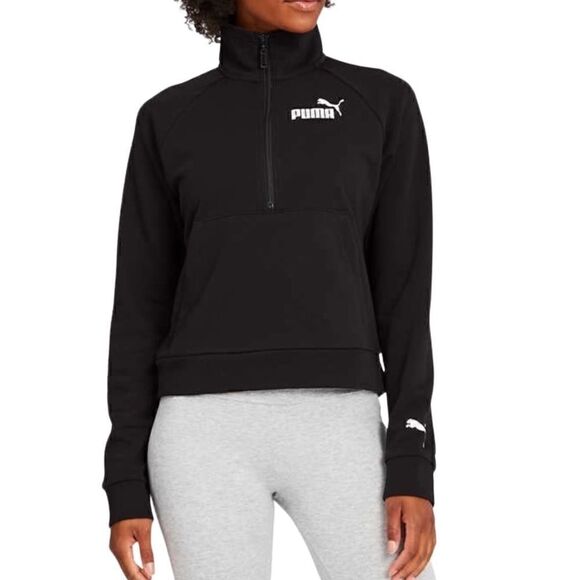 Puma half zipper cropped pull over sweatshirt black size XL - Picture 1 of 15